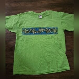 Green T-Shirt with Blue Lizard Pattern